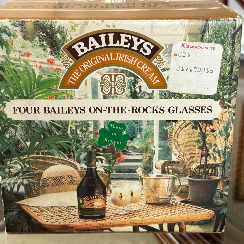 Vintage Baileys Irish Cream On The Rocks Glasses with Box Four
